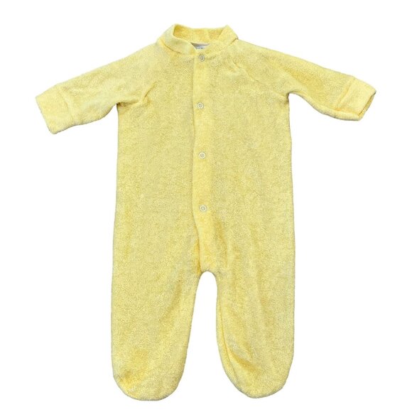 Dreamland Baby Vintage Yellow Footed Pajamas Small Soft and Cozy Infant Sleeper - Picture 1 of 5